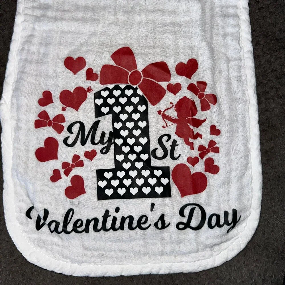NEW Handcrafted 1st Valentine's Day Burp Cloth